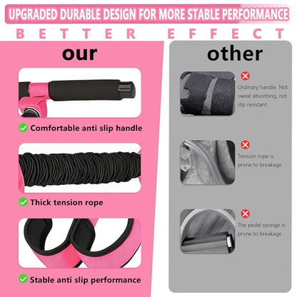 Pedal Resistance Band with Handle, Thickened Latex Tubes & Soft Foot Pedal, Full Body Workout Equipment for Glutes Legs Arms Waist, Pilates Physical Therapy Sit Up Gear for Home Gym - color: pink
