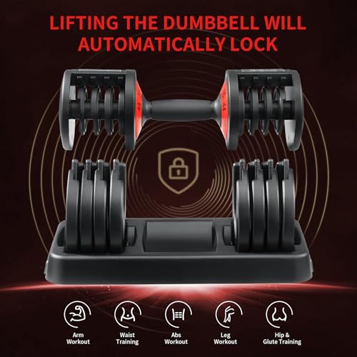 AOTOB Adjustable Dumbbell Set 25/55 Lbs (Pair) Set of 2 - color: 55lbs Black-Single
