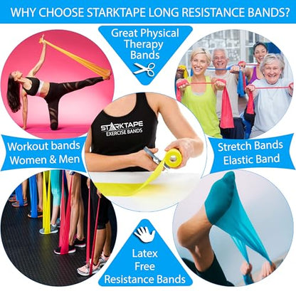 Resistance Bands Professional 8,16, 25, 50 Yards Bulk Rolls. Latex-Free Elastic Physical Therapy Band. No Scent, No Powder - Perfect for Home Exercise, Yoga, Pilates, Gym, Rehab, Workout