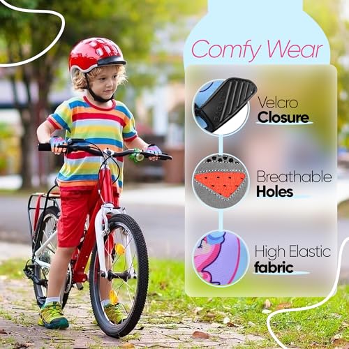 Half Finger Kids Cycling Gloves, Non-Slip Kids Bike Gloves - color: Aqua Marine, size: Medium [6 - 8]