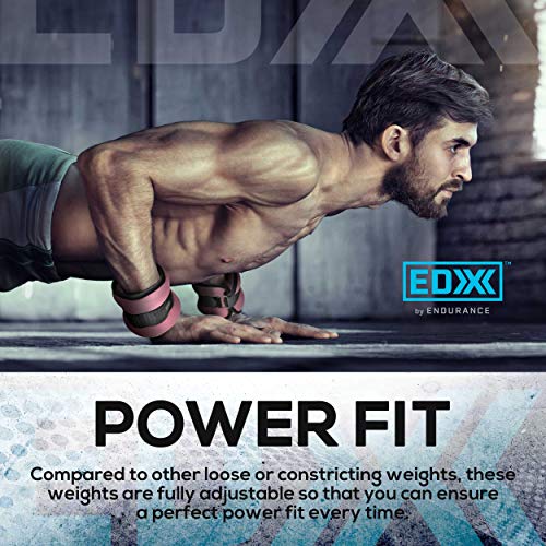 EDX Adjustable Ankle Weights | Arm, Leg and Wrist Weight Strap | Fitness, Walking, Jogging, Workout, Lifting 2 Pack 2lbs