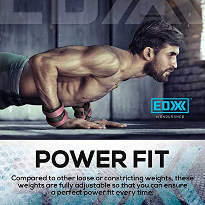 EDX Adjustable Ankle Weights | Arm, Leg and Wrist Weight Strap | Fitness, Walking, Jogging, Workout, Lifting 2 Pack 2lbs