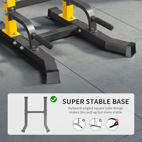 SogesHome Multifuntional Power Tower Pull Up Bar Dip Station for Home Gym - color: Yellow