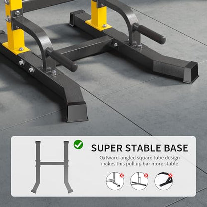 SogesHome Multifuntional Power Tower Pull Up Bar Dip Station for Home Gym - color: Yellow