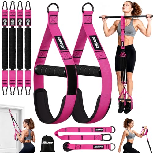 Pull Up Assistance Bands for Women, Heavy Duty Resistance Bands with Handles, Exercise Band with Door Anchor, Workout Band Set for Pull Up Bar, Full Body Sculpting,Muscle Training, Recovery, Home Gym - color: Pink