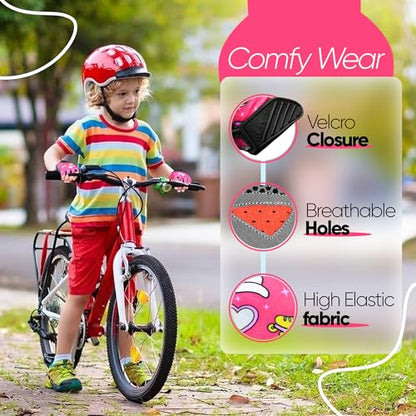 Half Finger Kids Cycling Gloves, Non-Slip Kids Bike Gloves - color: Hot Pink, size: Medium [6 - 8]