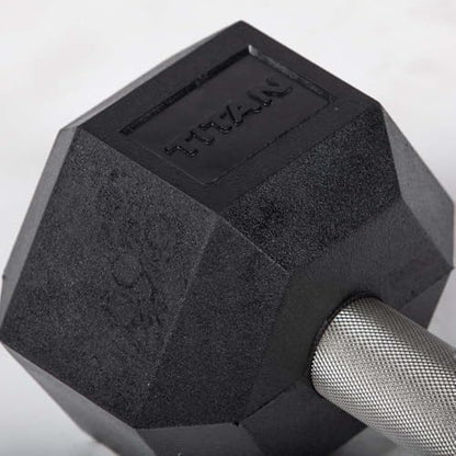 Titan Fitness Free Weights, Rubber Coated Hex Dumbbell, Straight Stainless Steel Handle, Strength Training, Full Body Workout - style: 35 pound Pair