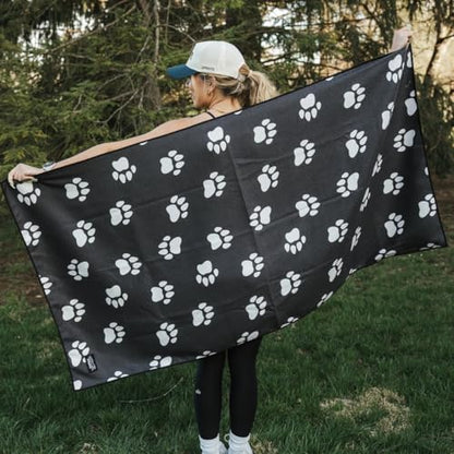 Sprints Athletic Running Towel, Full-Sized, Car Seat Cover - Performance Microfiber (Paw Prints & PR's w/Snaps) - color: Paw Prints & Pr's W/ Snaps
