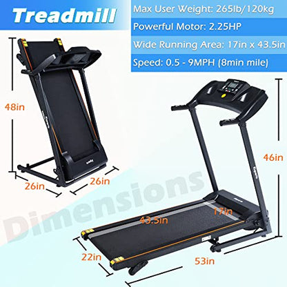 Foldable 16.5 Inch Cardio Fitness Portable Treadmill with Bluetooth Connectivity, LCD Display, and Tracking Apps for Home Gym Equipment, Black - color: Black Medium Large