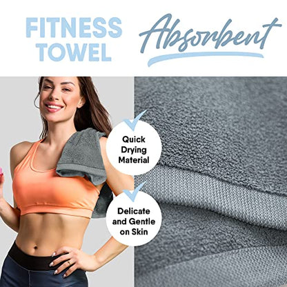 Wonder Towel - Ultra Absorbent Luxury Fitness Workout Towel, Microfiber Cooling Towel for Face and Neck, Quick Drying, Soft to Touch, Exercise at Home or Gym, Great for Yoga,16x28, Light Grey