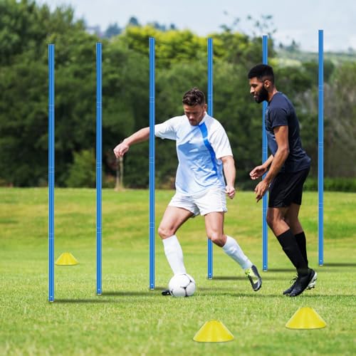 Soccer Agility Training Poles Equipment |Adjustable Soccer Equipment for Training Includes 6 Flexible Agility Poles - color: Multicolour