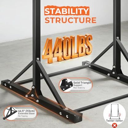 Freestanding Pull Up Bar Stand, Adjustable Chin Up Bar Outdoor | 440LBS Capacity, 7ft Tall Adjustable Stand, Strength Training, Home Gym, Outdoor Workout, Calisthenics Station