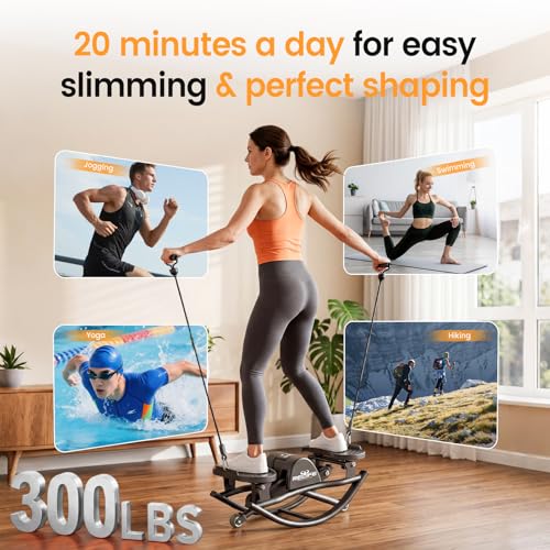 RELIFE REBUILD YOUR LIFE Rock Stepper Side to Side Rocking Fitness Stepper, Low-Impact Balance Board with Resistance Bands,Non-Slip Base for Full Body Workout, Fitness Machine Equipment at Home
