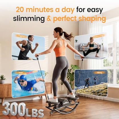 RELIFE REBUILD YOUR LIFE Rock Stepper Side to Side Rocking Fitness Stepper, Low-Impact Balance Board with Resistance Bands,Non-Slip Base for Full Body Workout, Fitness Machine Equipment at Home