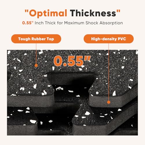 Sweetcrispy Interlocking Foam Floor Tiles - color: Black - Rubber - 6 Pcs - 24 Sq ft, size: 6 Pcs (24 Sq Ft)