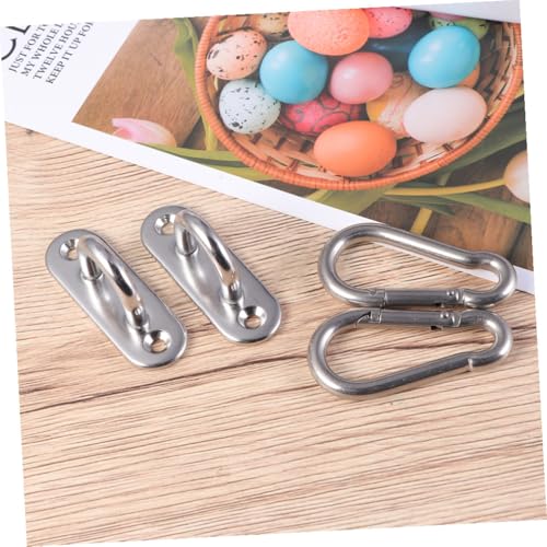 2Pcs Silver Stainless Steel Ceiling Wall Mount Brackets for Suspension Trainers with Hooks Heavy Duty Anchor Mounts for Hammock Installation and Home Gym Wall Anchors Supports Up