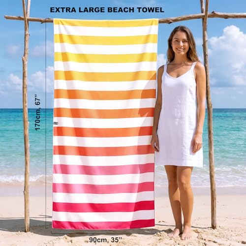 Your Choice Microfiber Beach Towel Sand-Free Quick Dry (67"x35"/60"x30") - color: R-beach Sunrise, size: Extra Large(67x35")