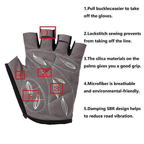 Cycling Gloves for Men & Women - 5MM Anti-Slip Shock-Absorbing Gel Pad, Lightweight & Breathable Half Finger Design for Mountain Cycling, Gym, Motorcycle, Outdoor Sports
