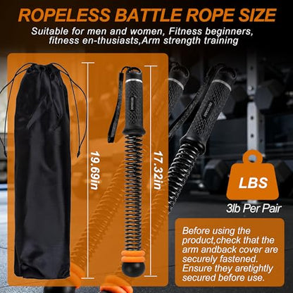 Portable Ropeless Battle Ropes, Cordless Weighted Workout Rope for Home Gym, Adjustable Resistance Training Equipment for HIIT, Cardio, Core & Full-Body Strength Fitness