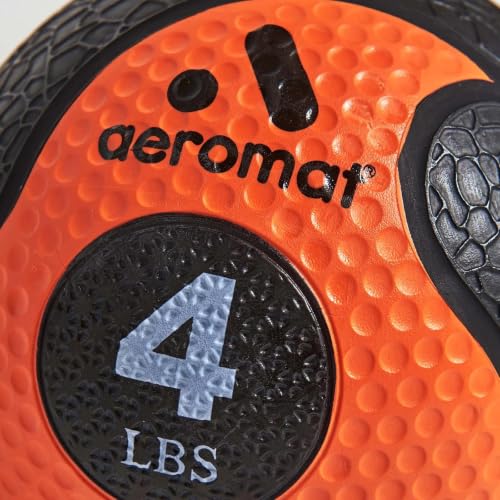 Aeromat Elite Power Rope Medicine Ball for Core Strength/Rotational Movements Training - style: 4 lbs - Black/Orange