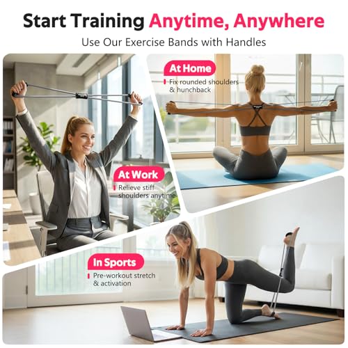 Resistance Bands, Figure 8 Fitness Exercise Bands with Handles - 8 Shaped Resistance Bands of 3 for Arm and Shoulder Stretch, Rope 8 Word Elastic for Women and Men - color: Light Gray, Dark Gray, Black