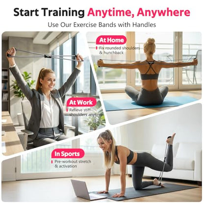 Resistance Bands, Figure 8 Fitness Exercise Bands with Handles - 8 Shaped Resistance Bands of 3 for Arm and Shoulder Stretch, Rope 8 Word Elastic for Women and Men - color: Light Gray, Dark Gray, Black