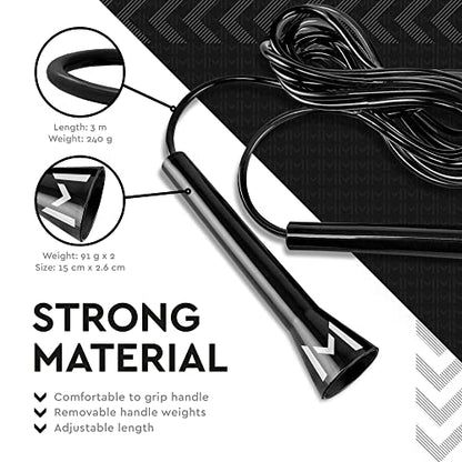 Jump Rope with Adjustable Travel Bag | Skipping Rope Cable for Endurance Training at Home or Outdoors | Tangle Free Speed Jumping for Men, Women and Kids
