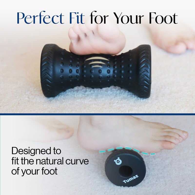 Tumaz Foot Roller for Plantar Fasciitis Relief，Foot Massage Roller for Alleviate Planter Fasciitis Pain,Arch Pain,Trigger Points & Deep Tissue, Portable - Reflexology Tool,Black - color: Black
