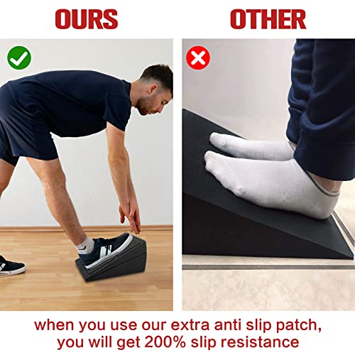 Slant Board for Calf Stretching, 3 Pcs EPP squat wedge - Adjustable Home Calf Stretcher A Set of Two Kinds Resistance Bands and Extra anti-slip patch (2022 upgraed)
