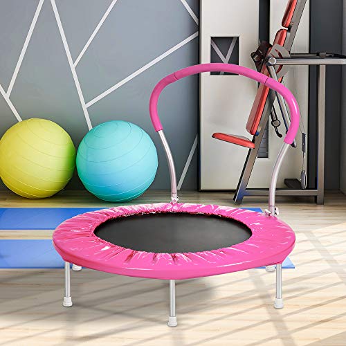 36 Inch Mini Trampoline with Handle for Adults and Kids, Metal Frame Bounce Exercise Trampoline Indoor Outdoor Use