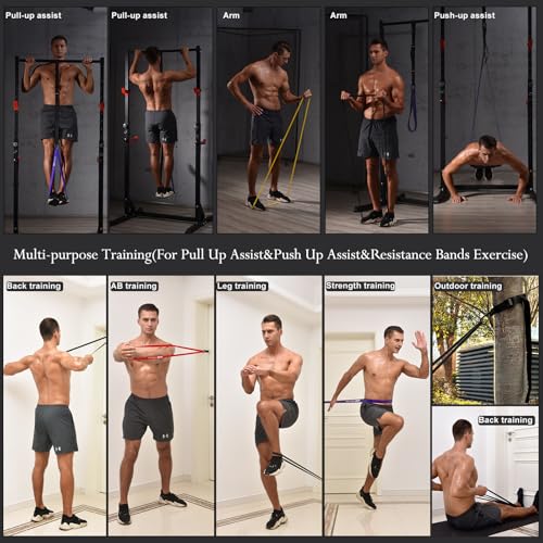 Ally Peaks Pull Up Assistance Bands，Heavy Duty Resistance Band for Pull Up Bar，Adjustable Weight/Size with Fabric Feet/Knee Rest Pull up bands,Up to 410lbs Assistance，resistance bands and assist bands