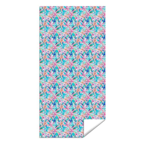 Microfiber Beach Towel Sand Free Quick Dry Oversized Nautical Starfish Turquoise Pink Orange Blue Lightweight Travel Pool Blanket for Adults 71 x 32 Inches 1 Pcs - color: Tropical