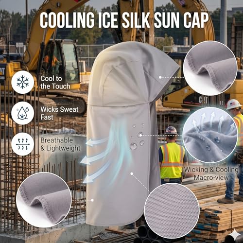 2 Packs Cooling Skull Cap with Neck Shade, Elastic Hard Hat Sun Shield for Men Women, Quick Dry Moisture Wicking