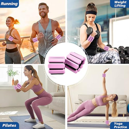 Wrist and Ankle Weights for Women & Men 2 Pack (1lb Each), Adjustable Silicone Wearable Arm & Leg Weights for Pilates, Gym, Yoga, Cardio, Strength Training - color: Pink