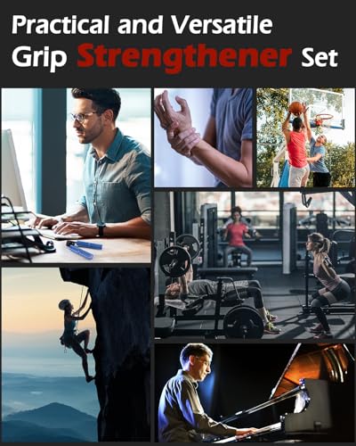 Grip Strength Trainer, 6 Pack Grip Strength Trainer Set (50-350LB), No Slip Hand Grip Strengthener, Wrist Forearm Strengthener with Grip Tape for Strength Training, Exercise, Injury Recovery - color: Purple+Silver+Gold+Blue+Black+Red (50-200 LBS)