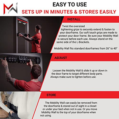Pro Series- Stand Up Door Mounted Textured Foam Roller for Deep Tissue Massage & Muscle Recovery for Exercise, Includes 4 Trigger Point Attachments