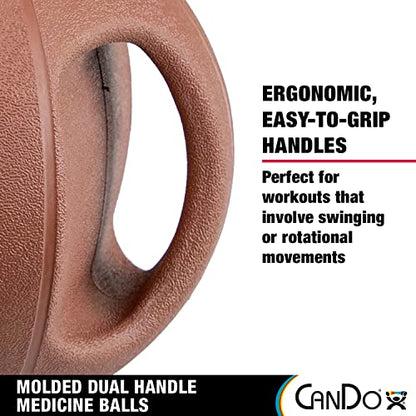 CanDo Molded Dual-Handle Medicine Ball for Strength Training, Core Workouts, Warmups, Cardio, and Plyometrics with Handles for Home and Clinic Use - style: a) 6.6 lb