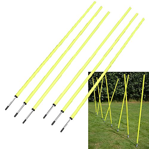 BlueDot Trading Soccer Agility Poles | Telescopic, Fixed & Collapsible Options (4, 6, 8 Piece Sets) Speed Training Poles for Agility Drills, Outdoor Games, Football & Sport Training Equipment - size: 6, style: Fixed