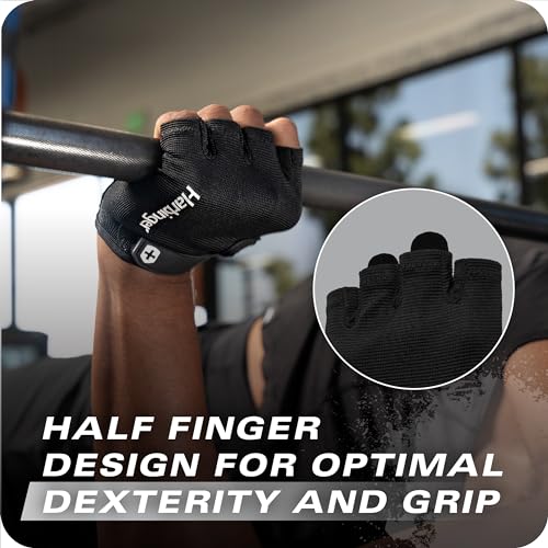Power Gloves 3.0 - Durable Half Finger Weightlifting Gloves with Adjustable Wrist Closure, Breathable Leather Palm, Men's - color: Black, size: X-Large