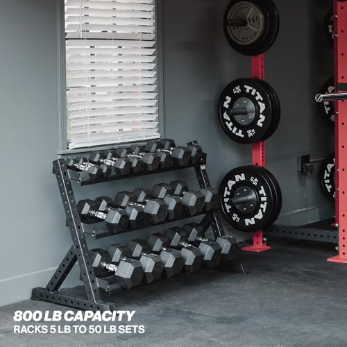 Titan Fitness 3 Tier Dumbbell Weight Rack Stand, Rated 800 LB, Organize Classic Dumbbells, Storage Fitness Rack