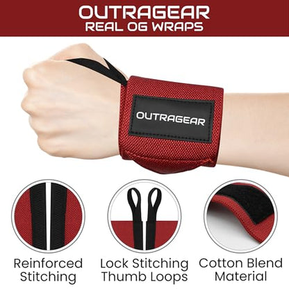 18" OG-Grade Wrist Wraps for Weightlifting – Heavy Duty Wrist Support with Thumb Loop & Lockdown Strap – Wrist Straps for Powerlifting, Bench Press & Gym Training - color: Viva Her