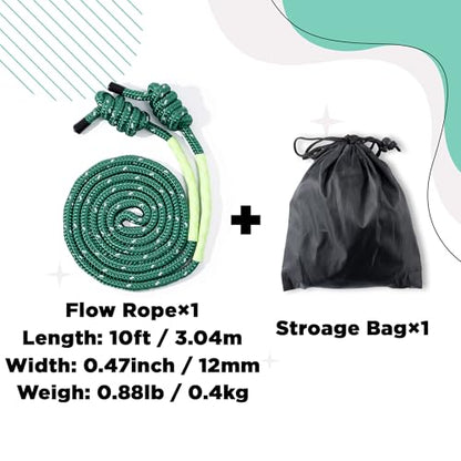 Flow Exercise Jump Rope - Long Weighted Jumping Rope for Workout Women Men Fitness, Adjustable Double Woven Heavy Jumprope for Indoor Outdoor Adults Beginner Training Boxing Cardio