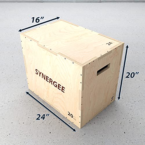 Synergee 3 in 1 Wood Plyometric Box for Jump Training and Conditioning. All in One Jump Trainer. Sizes 30/24/20, 24/20/16, 20/18/16, 16/14/12 - color: Wood Plyo - 24/20/16