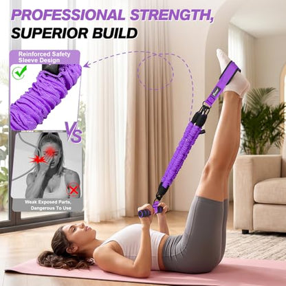 WOQQW Multifunction Pedal Resistance Band with Handle, Upgraded 3 Tube Adjustable Foot Resistance Bands for Core, Arm, Legs, Body Puller Trainer - Sit Up Exercise Equipment for Women Men