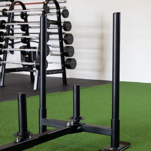 Titan Fitness High-Low Push Pull Drag Sled for Speed Training and Agility, 600 LB Capacity, Use on Grass, Turf, Concrete or Asphalt, Fits Olympic Weight Plates