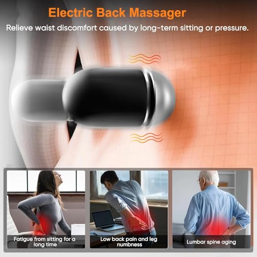 3 in 1 Back Massager, Electric Lumbar Support Pillow Heat Vibration Massage Lower Back Spine Decompression Device, Light Gray