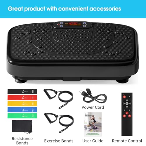 SoftGym Waver Vibration Plate Exercise Machine for Lymphatic Drainage Weight Loss,120 Speed Levels Vibrating Platform with Resistance Bands,Full-Body Workout Equipment for Muscle Activation - style: Slim- Black