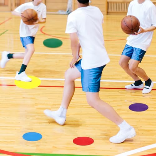 18pcs Sport Spot Markers, Non-Slip Carpet Spots Circle Floor Dots for Soccer Basketball Agility Training, Gym Pe Sports Drill Markers with Carry Bag