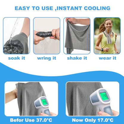 6 Pack Cooling Towel (40"x12"), Cooling Towels for Instant Cooling,Sports Towel, for Yoga, Sport, Running, Gym, Workout,Camping, Fitness, Workout,Hot Weather Travel