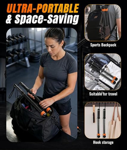 2-Pack Weighted Ropeless Battle Ropes, Portable Cordless Battle Rope Sticks For Home Gym, Office, Non-Slip Handles Workout Exercise Ropes For HIIT, Cardio & Strength Training For Men & Women